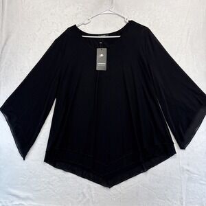 Lotusmile Tunic Women's XXL Black V-Neck Long Sleeve Flowy Pullover NWT